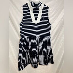 Cottagecore Nautica Women's Navy and White Striped Mini Dress